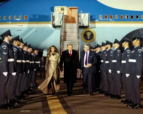 Donald Trump Arrives in UK for Unprecedented Repeat State Visit As Protests Assemble in Windsor